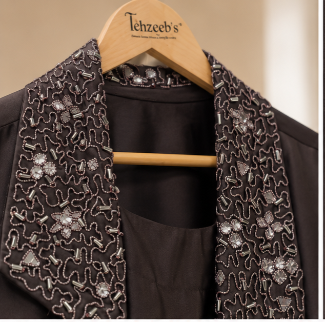 Dilnaz Embellished Lapel Abaya