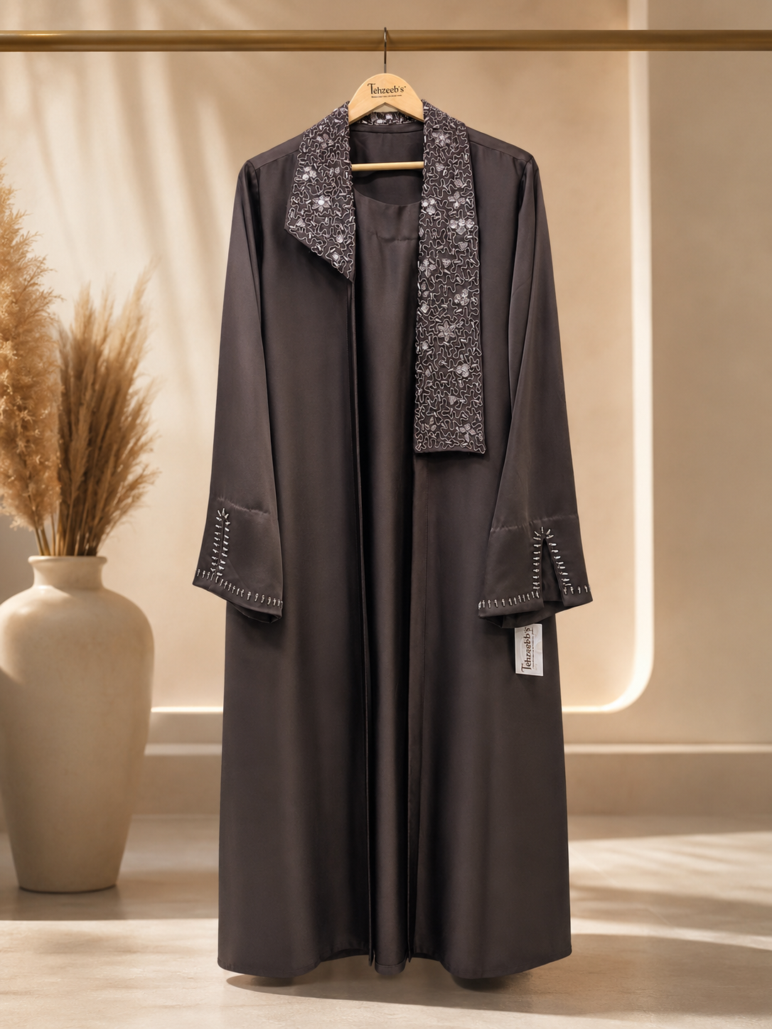 Dilnaz Embellished Lapel Abaya