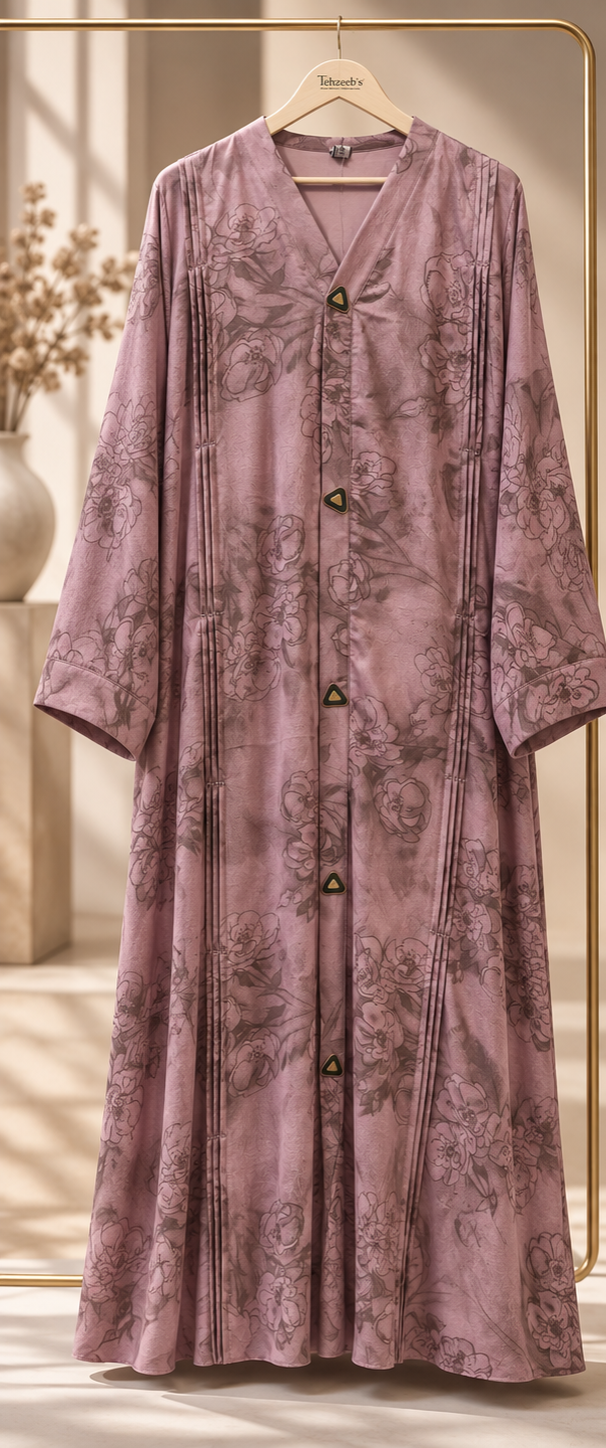 Mehrunisa Rose Print Abaya