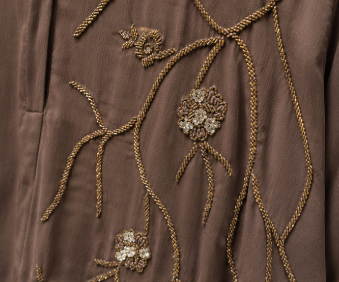 Rukhsar Gold Cord Abaya