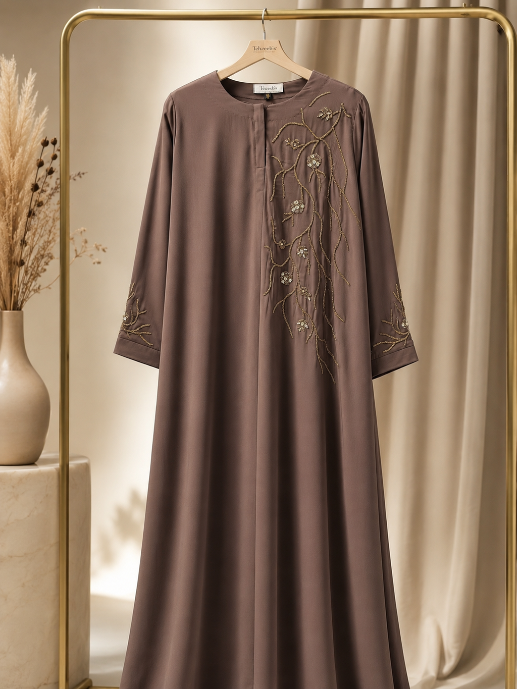 Rukhsar Gold Cord Abaya