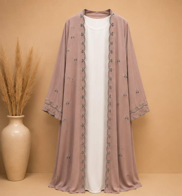 Sadaf Scalloped Open Abaya