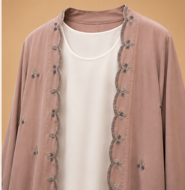 Sadaf Scalloped Open Abaya