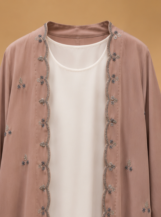Sadaf Scalloped Open Abaya